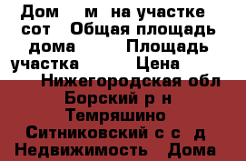 Дом 50 м2 на участке 6 сот › Общая площадь дома ­ 50 › Площадь участка ­ 600 › Цена ­ 450 000 - Нижегородская обл., Борский р-н, Темряшино (Ситниковский с/с) д. Недвижимость » Дома, коттеджи, дачи продажа   . Нижегородская обл.